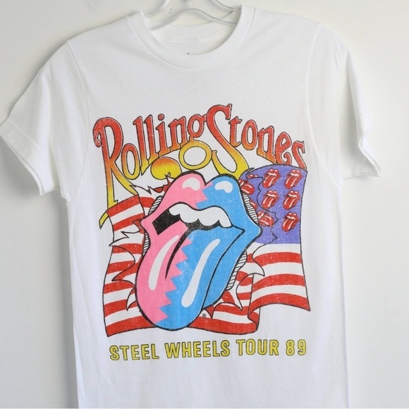 NWOT The Rolling Stones T-Shirt Women Long Rock Top Band Tee XS new mouth logo - Picture 4 of 5